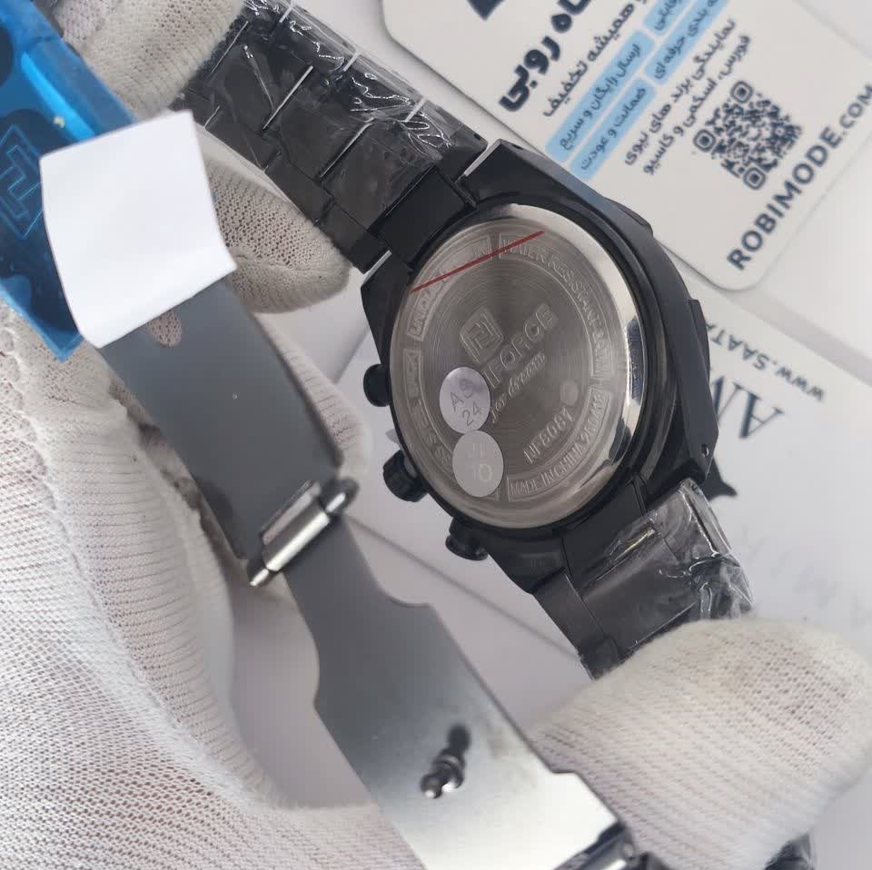 ساعت مچی نیوی فورس مردانه کرنوگراف NAVIFORCE مدل NF8081 مشکی متالیک + فول