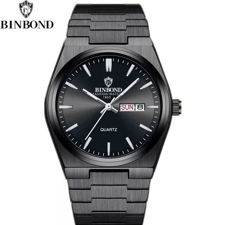 ساعت مچی مردانه بین باند BIN BOND دو تقویم فول بلک+ کدB12