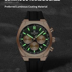 ساعت مچی نیوی فورس مردانه کرنوگراف NAVIFORCE مدل NF8080 مشکی طلایی +