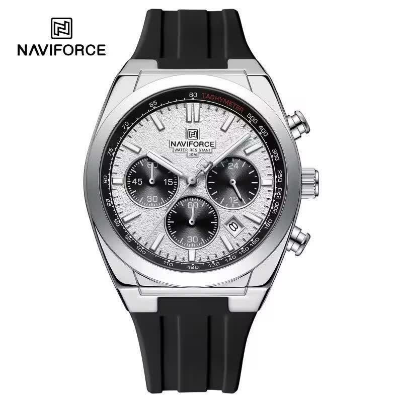 ساعت مچی نیوی فورس مردانه کرنوگراف NAVIFORCE مدل NF8080 مشکی سفید2 +