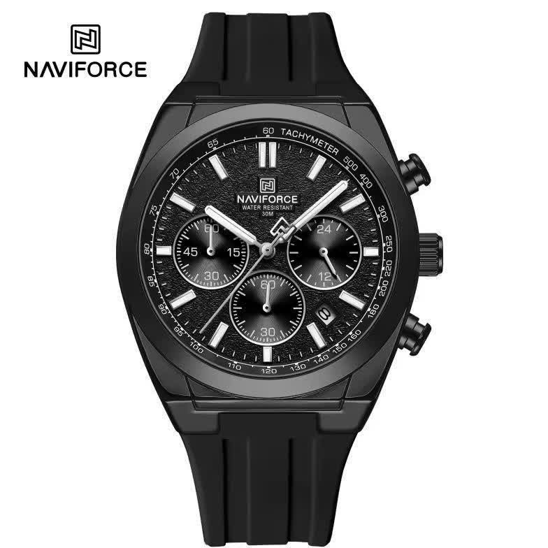 ساعت مچی نیوی فورس مردانه کرنوگراف NAVIFORCE مدل NF8080 فول مشکی1 +