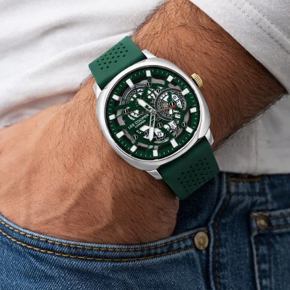 ساعت مچی مردانه لی کوپر اسکلتون لندن LEE COOPER LONDON سبز لجنی