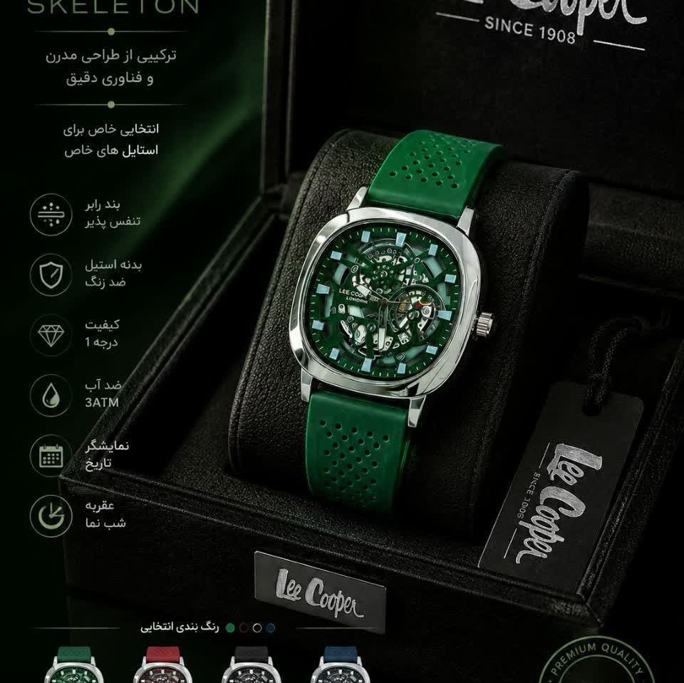 ساعت مچی مردانه لی کوپر اسکلتون لندن LEE COOPER LONDON سبز لجنی