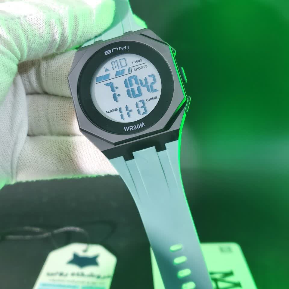 ساعت مچی دیجیتال مردانه بنمی BNMI ضد آب فیروزه ای