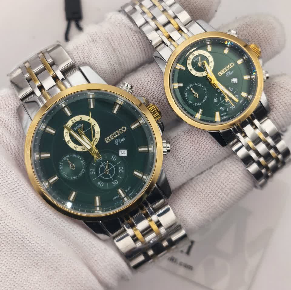 ست ساعت مچی مردانه و زنانه سیکو SEIKO موتور ژاپن صفحه سبز