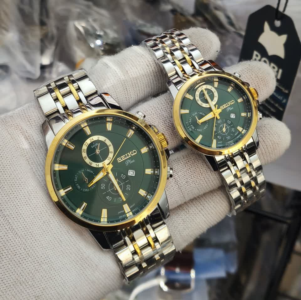 ست ساعت مچی مردانه و زنانه سیکو SEIKO موتور ژاپن صفحه سبز