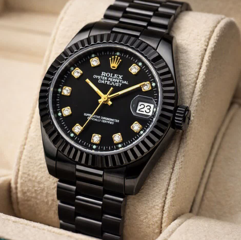 ساعت مچی مردانه رولکس ROLEX فول بلک دو تقویمه