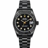 ساعت مچی زنانه رولکس ROLEX فول بلک دو تقویمه