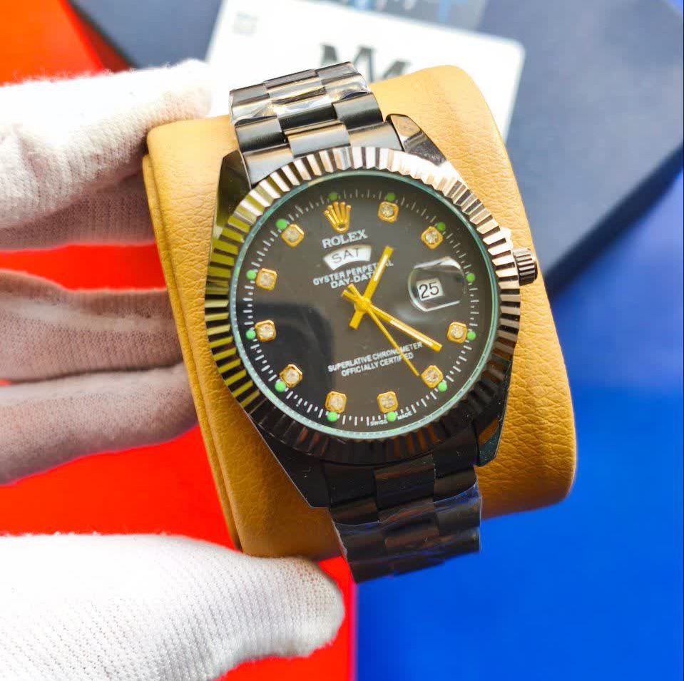 ساعت مچی مردانه رولکس ROLEX فول بلک دو تقویمه
