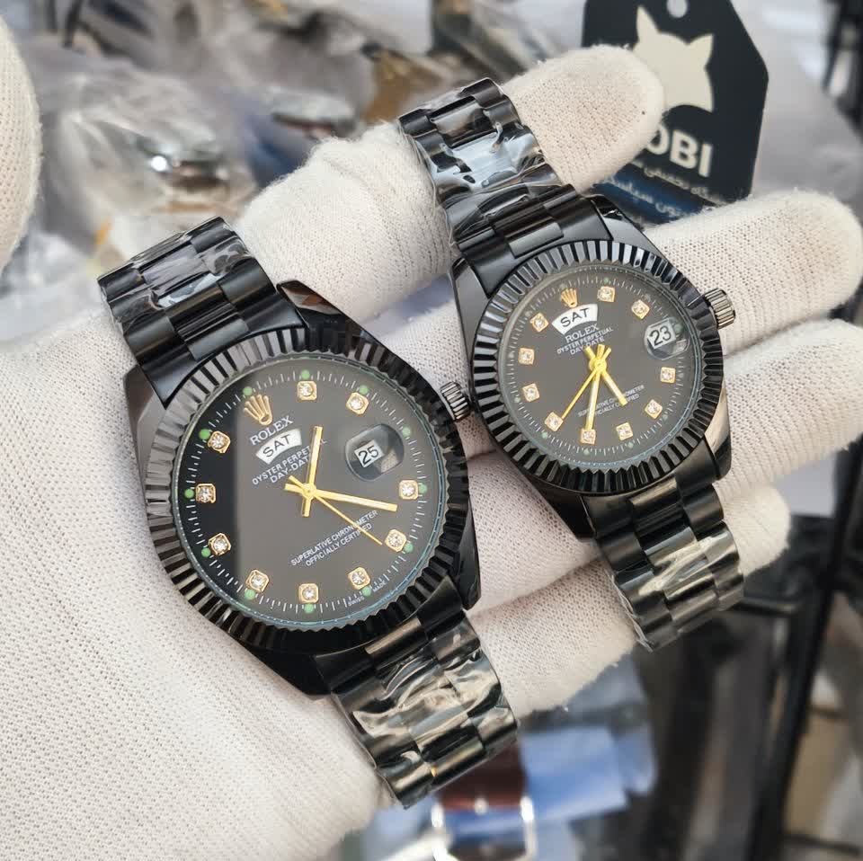 ساعت مچی مردانه رولکس ROLEX فول بلک دو تقویمه