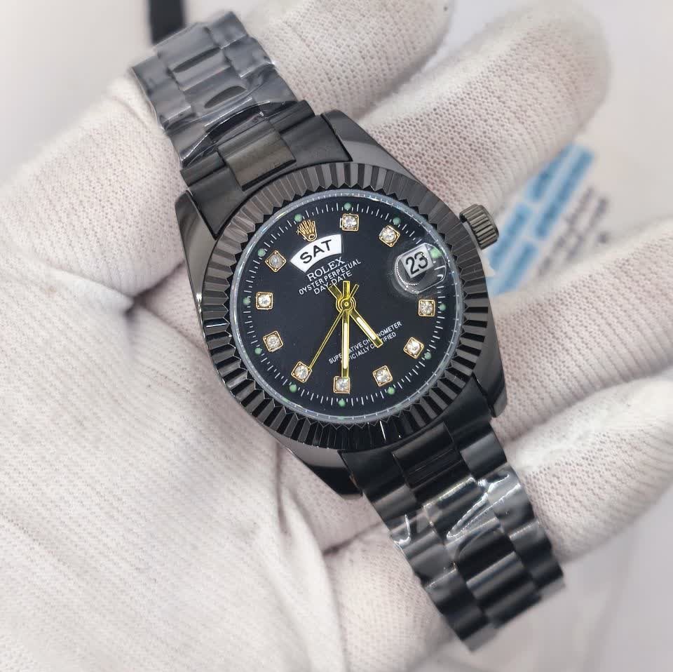 ساعت مچی زنانه رولکس ROLEX فول بلک دو تقویمه