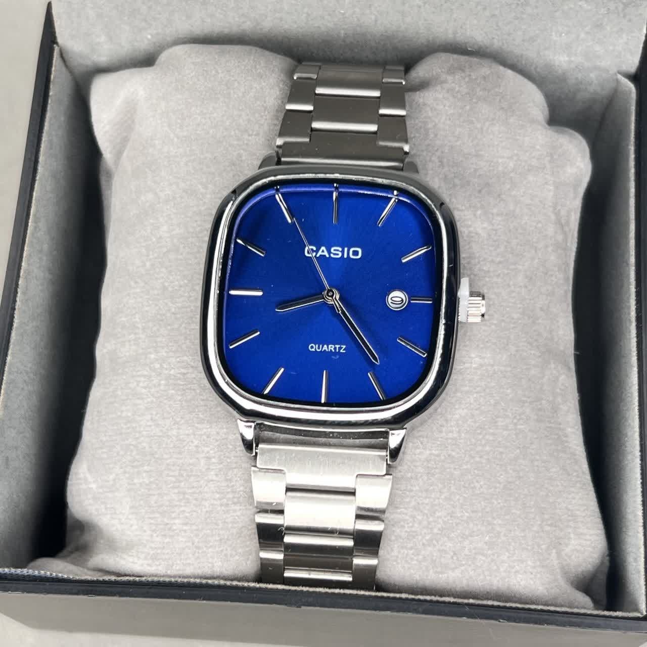 ساعت مچی مردانه کاسیو اولدمانی CASIO ژاپنی صفحه آبی + جعبه