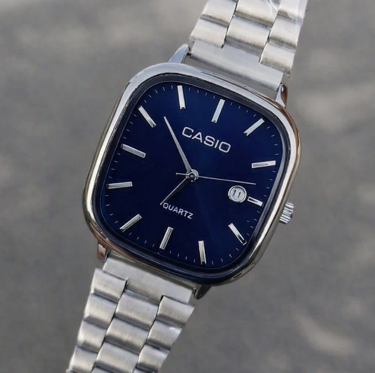 ساعت مچی مردانه کاسیو اولدمانی CASIO ژاپنی صفحه آبی + جعبه