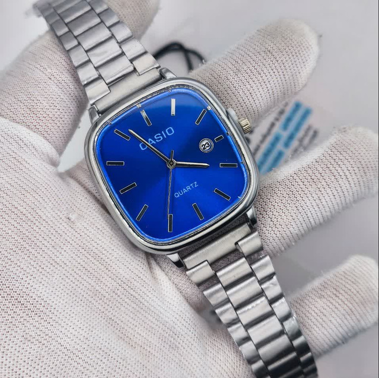 ساعت مچی مردانه کاسیو اولدمانی CASIO ژاپنی صفحه آبی + جعبه