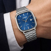 ساعت مچی مردانه کاسیو اولدمانی CASIO ژاپنی صفحه آبی + جعبه
