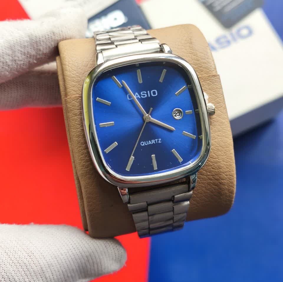 ساعت مچی مردانه کاسیو اولدمانی CASIO ژاپنی صفحه آبی + جعبه