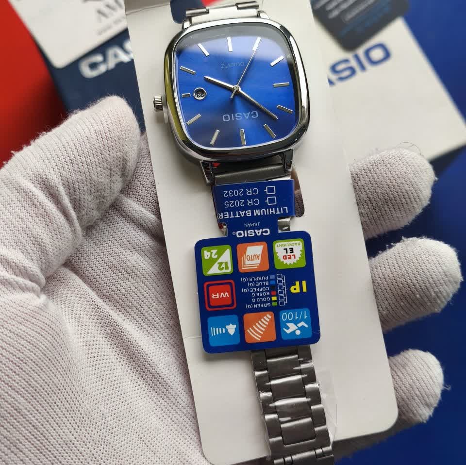 ساعت مچی مردانه کاسیو اولدمانی CASIO ژاپنی صفحه آبی + جعبه