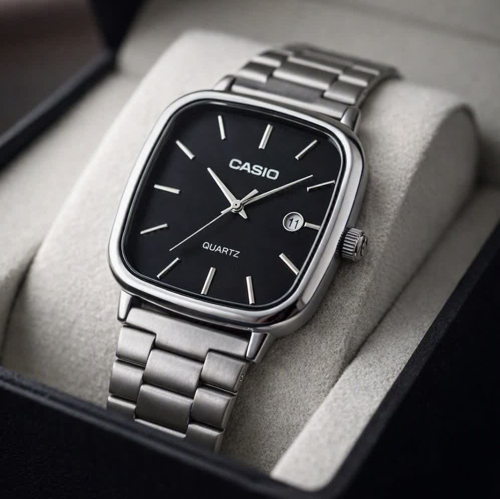 ساعت مردانه کاسیو اولدمانی CASIO ژاپنی صفحه مشکی + جعبه