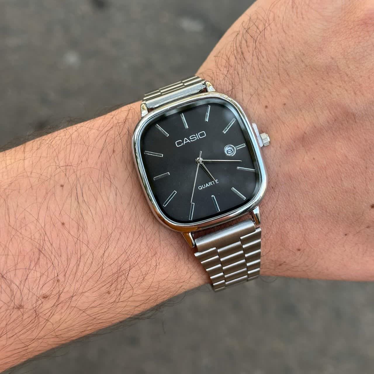 ساعت مردانه کاسیو اولدمانی CASIO ژاپنی صفحه مشکی + جعبه