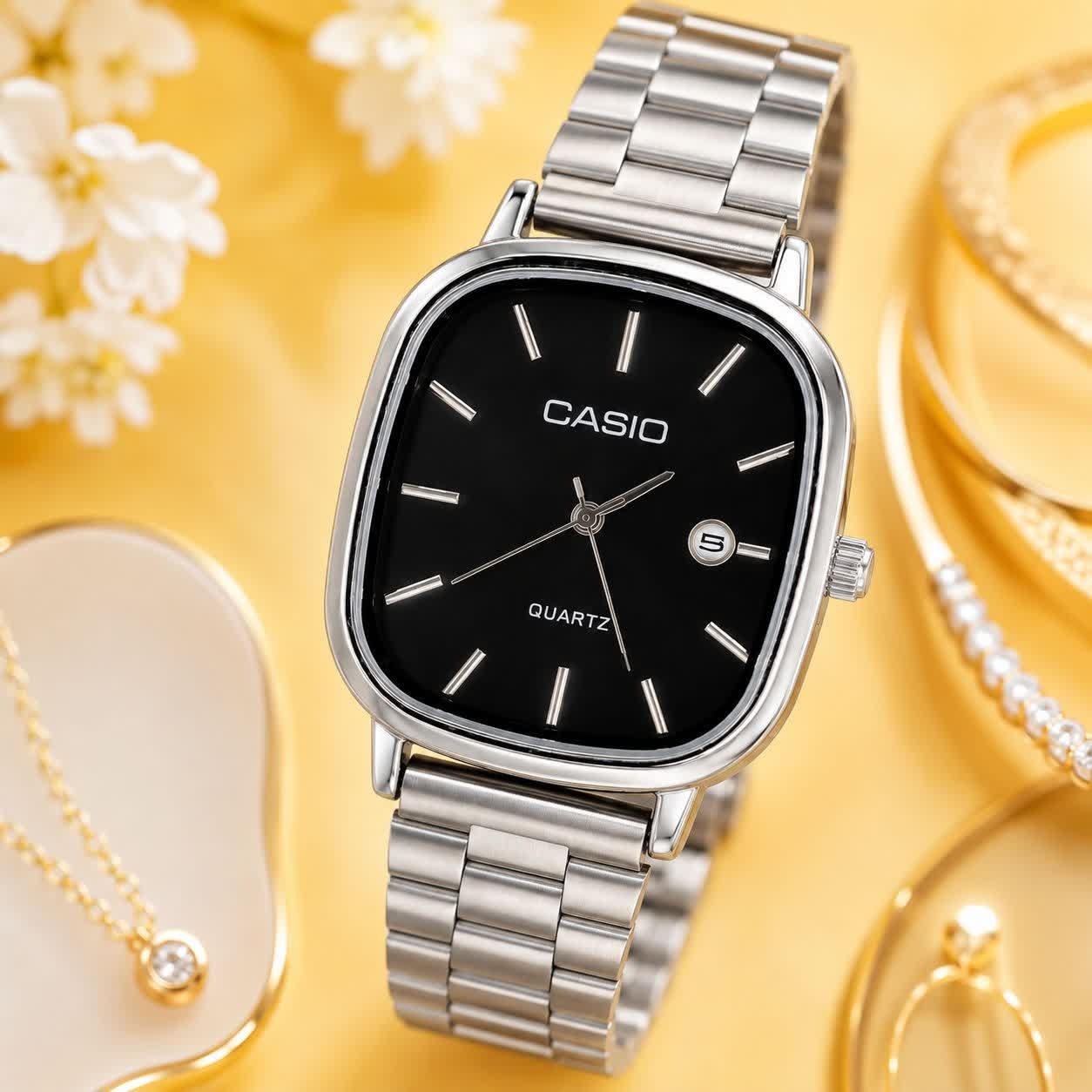 ساعت مردانه کاسیو اولدمانی CASIO ژاپنی صفحه مشکی + جعبه