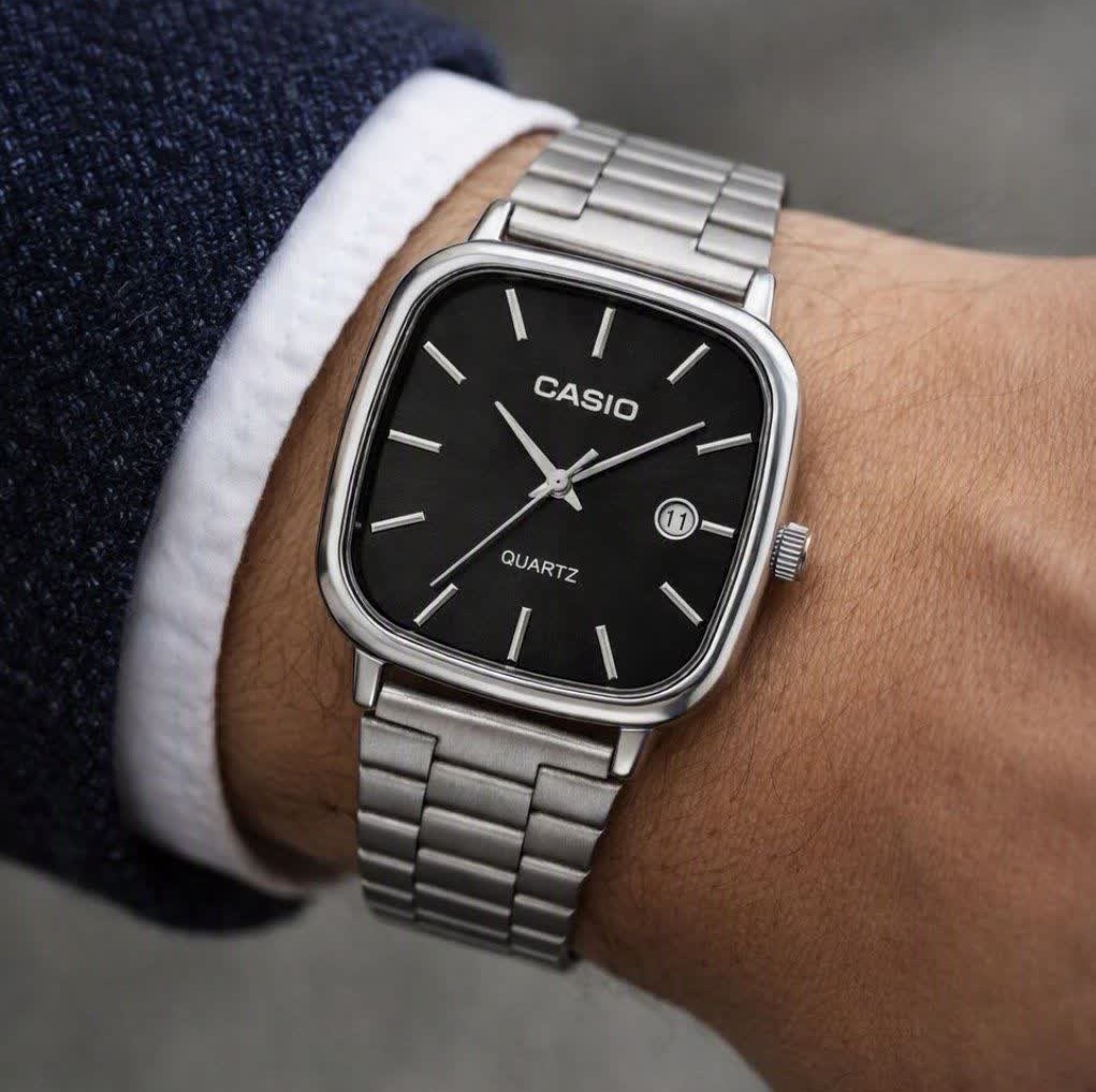 ساعت مردانه کاسیو اولدمانی CASIO ژاپنی صفحه مشکی + جعبه