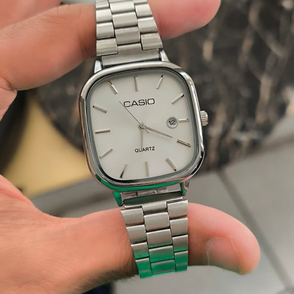 ساعت مچی مردانه کاسیو اولدمانی CASIO ژاپنی صفحه سفید + جعبه