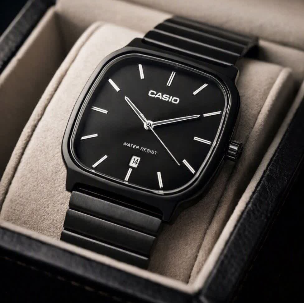 ساعت مچی مردانه کاسیو اولدمانی تری AAA CASIO موتور ژاپنی فول بلک + فول پک