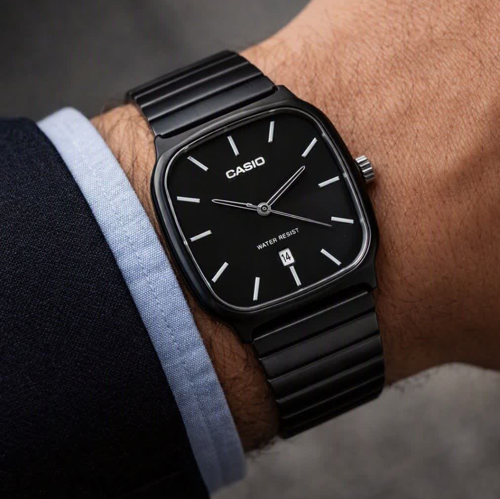 ساعت مچی مردانه کاسیو اولدمانی تری AAA CASIO موتور ژاپنی فول بلک + فول پک