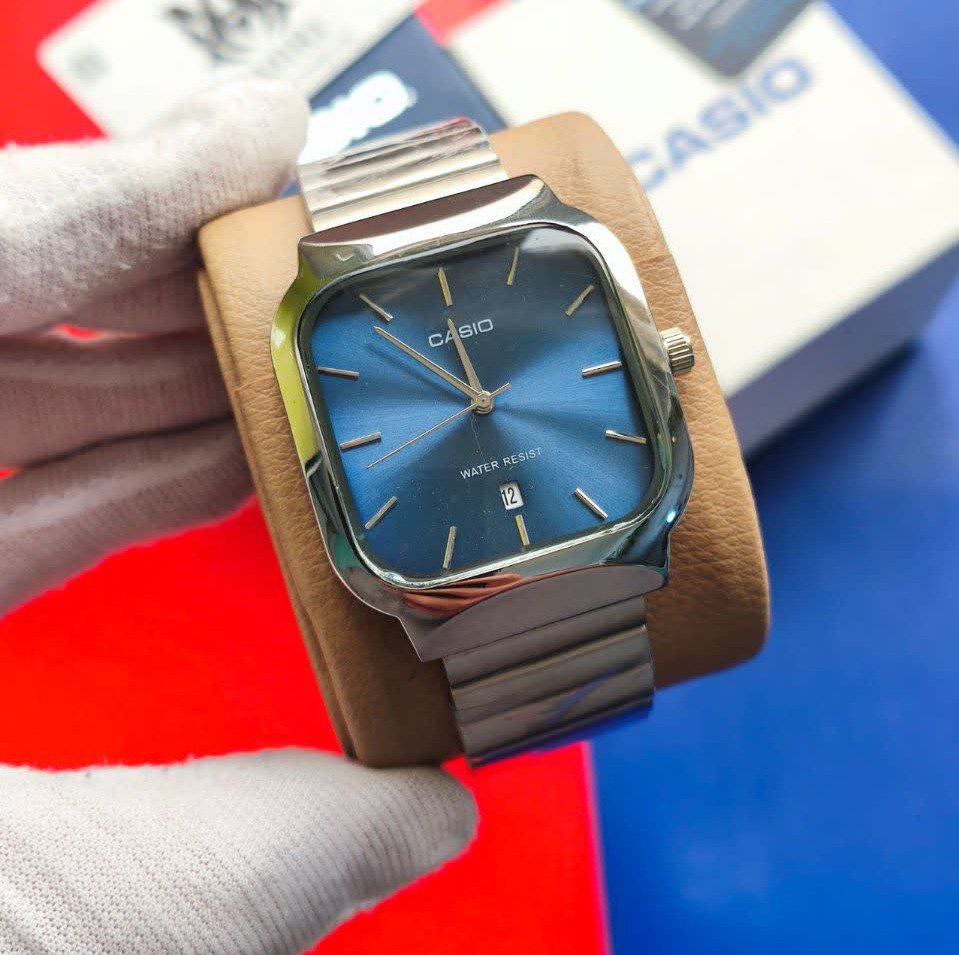 ساعت مچی مردانه کاسیو اولدمانی تری AAA CASIO موتور ژاپنی صفحه آبی + فول پک