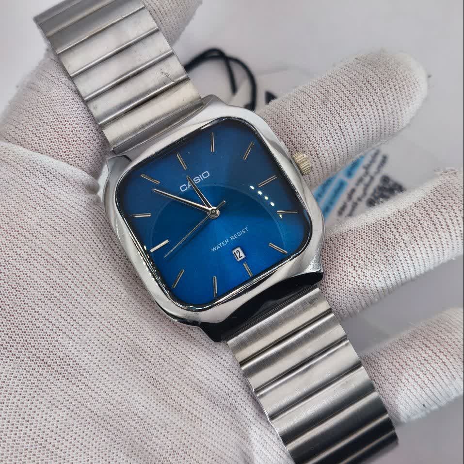 ساعت مچی مردانه کاسیو اولدمانی تری AAA CASIO موتور ژاپنی صفحه آبی + فول پک
