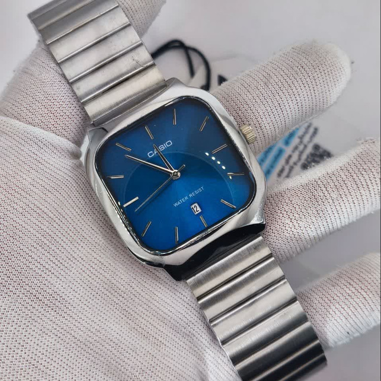 ساعت مچی مردانه کاسیو اولدمانی تری AAA CASIO موتور ژاپنی صفحه آبی + فول پک