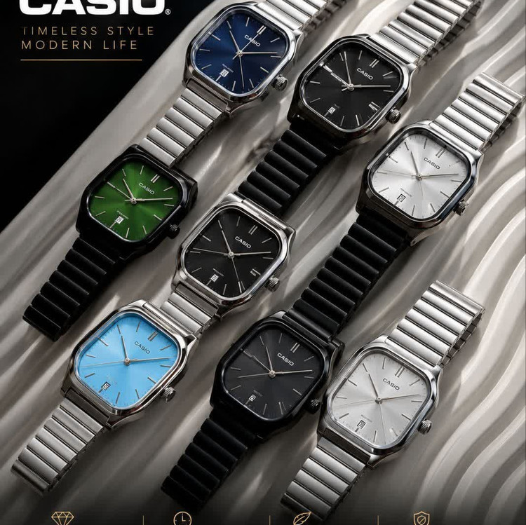 ساعت مچی مردانه کاسیو اولدمانی تری AAA CASIO موتور ژاپنی صفحه آبی + فول پک