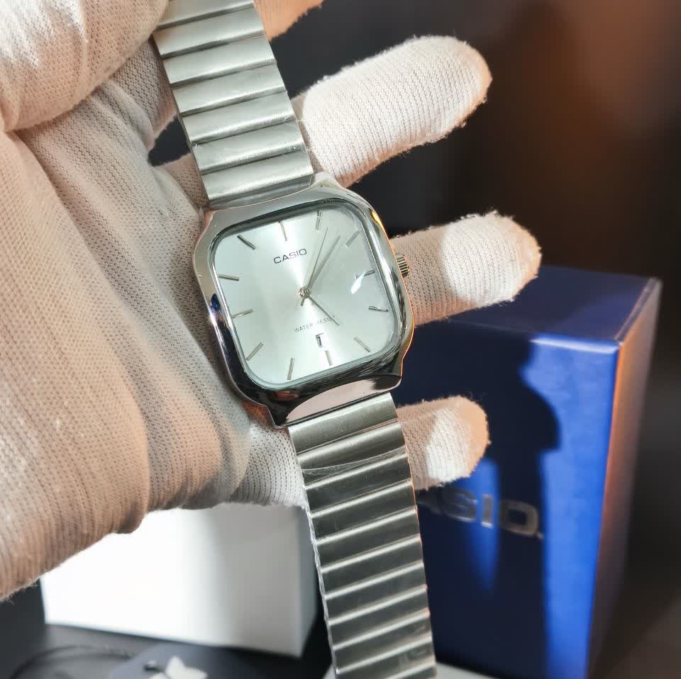 ساعت مچی مردانه کاسیو اولدمانی تری AAA CASIO موتور ژاپنی صفحه سفید + فول پک