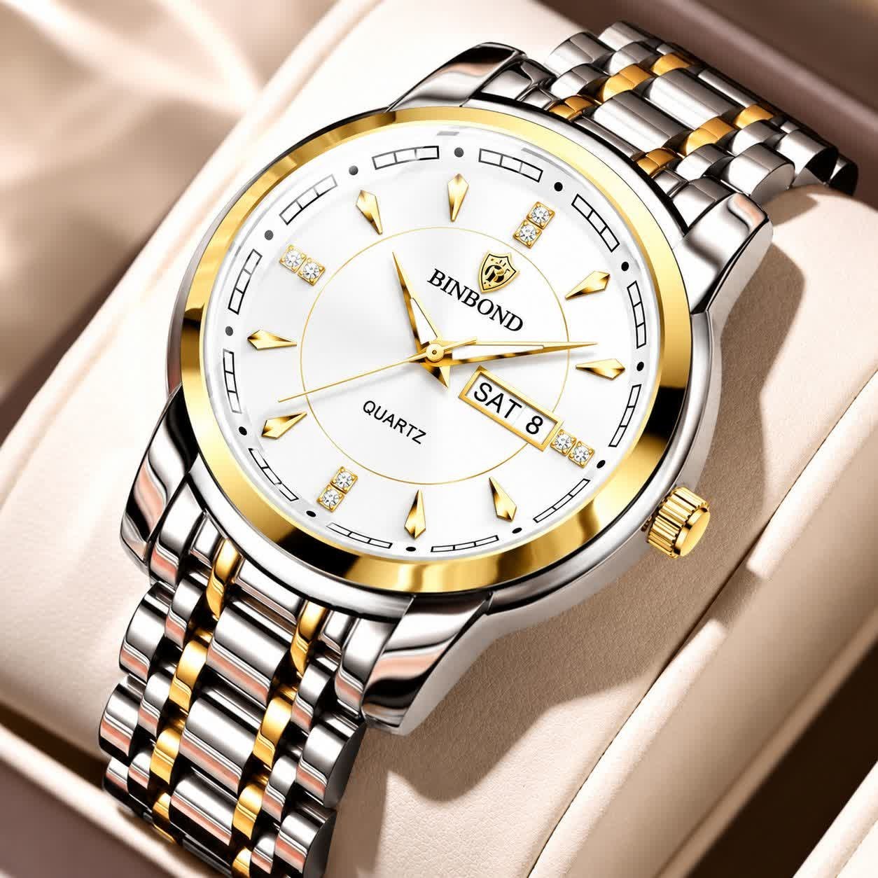 ساعت مچی زنانه بین باند BIN BOND اورجینال صفحه سفید + + فول پک