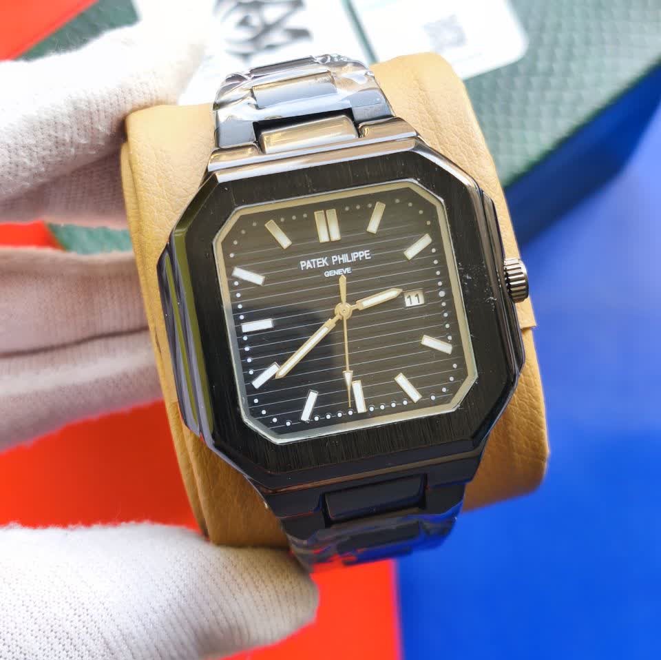 ساعت مچی عقربه ای مردانه پتک فیلیپ PATEKPHILIPPE فول مشکی + + فول پک