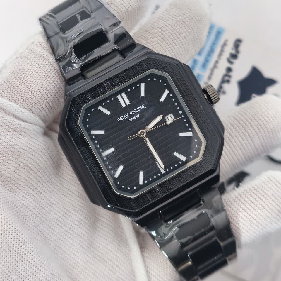 ساعت مچی عقربه ای مردانه پتک فیلیپ PATEKPHILIPPE فول مشکی + + فول پک