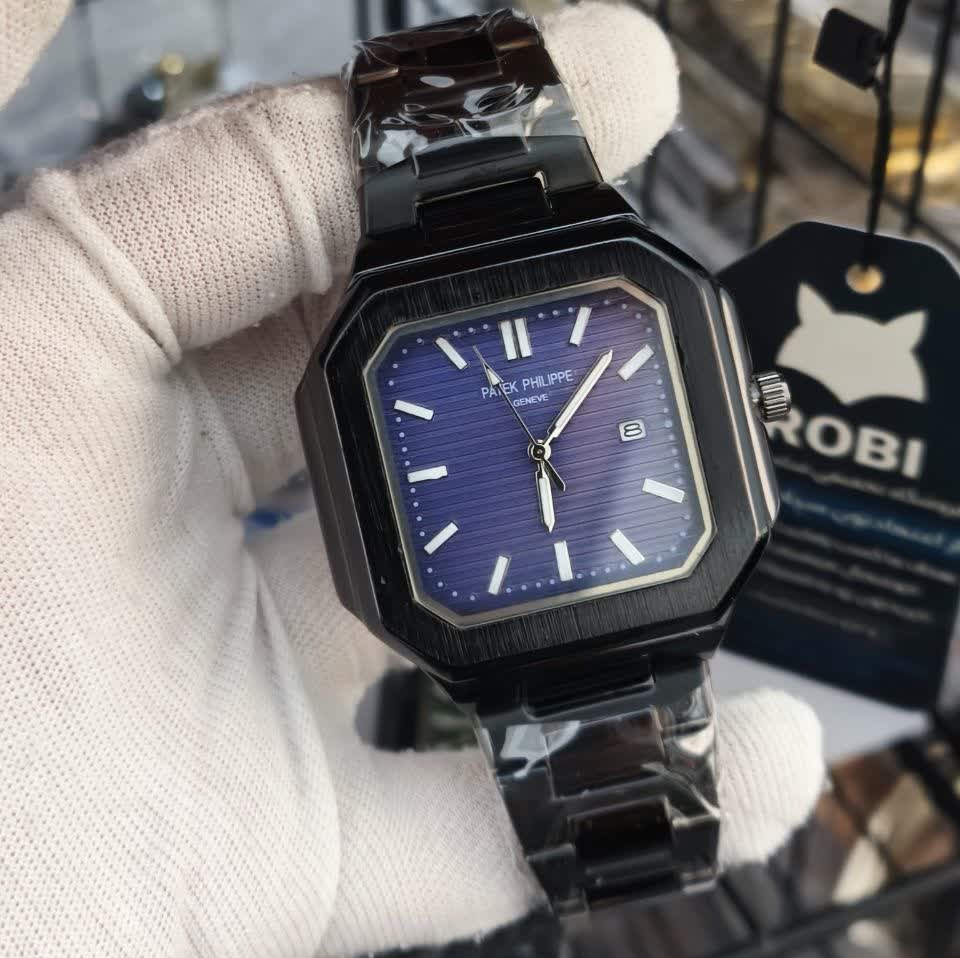 ساعت مچی عقربه ای مردانه پتک فیلیپ PATEKPHILIPPE مشکی سرمه ای + + فول پک