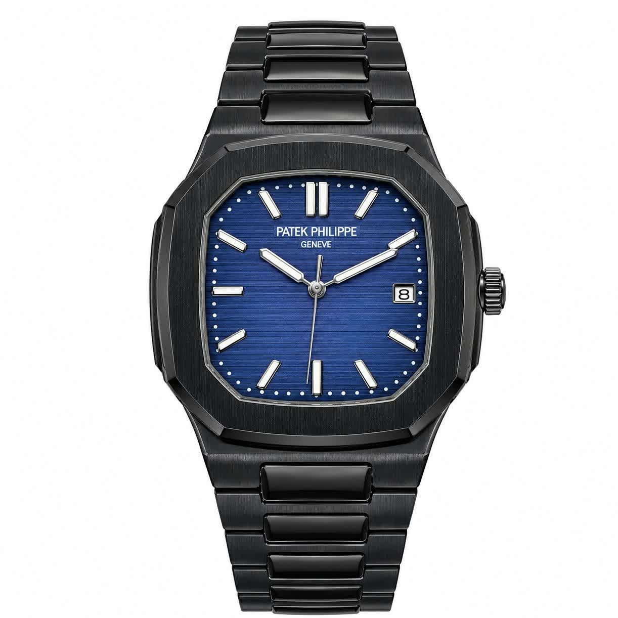 ساعت مچی عقربه ای مردانه پتک فیلیپ PATEKPHILIPPE مشکی سرمه ای + + فول پک