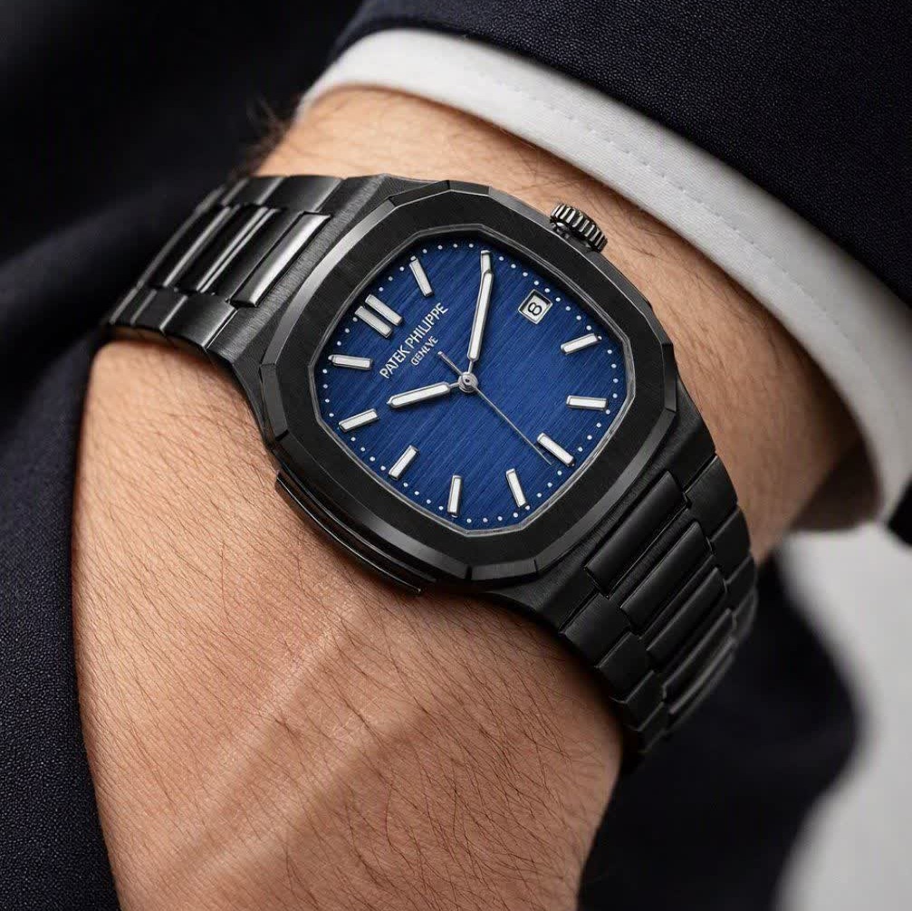 ساعت مچی عقربه ای مردانه پتک فیلیپ PATEKPHILIPPE مشکی سرمه ای + + فول پک