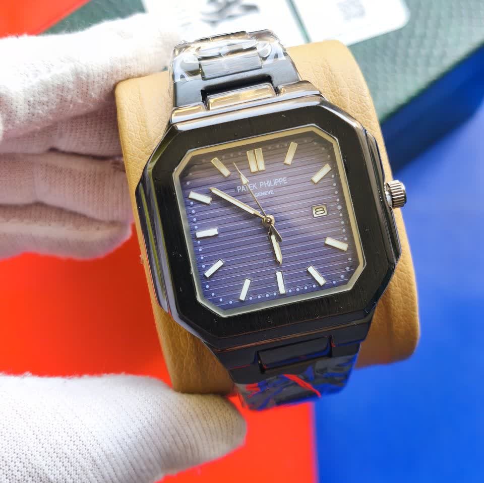 ساعت مچی عقربه ای مردانه پتک فیلیپ PATEKPHILIPPE مشکی سرمه ای + + فول پک