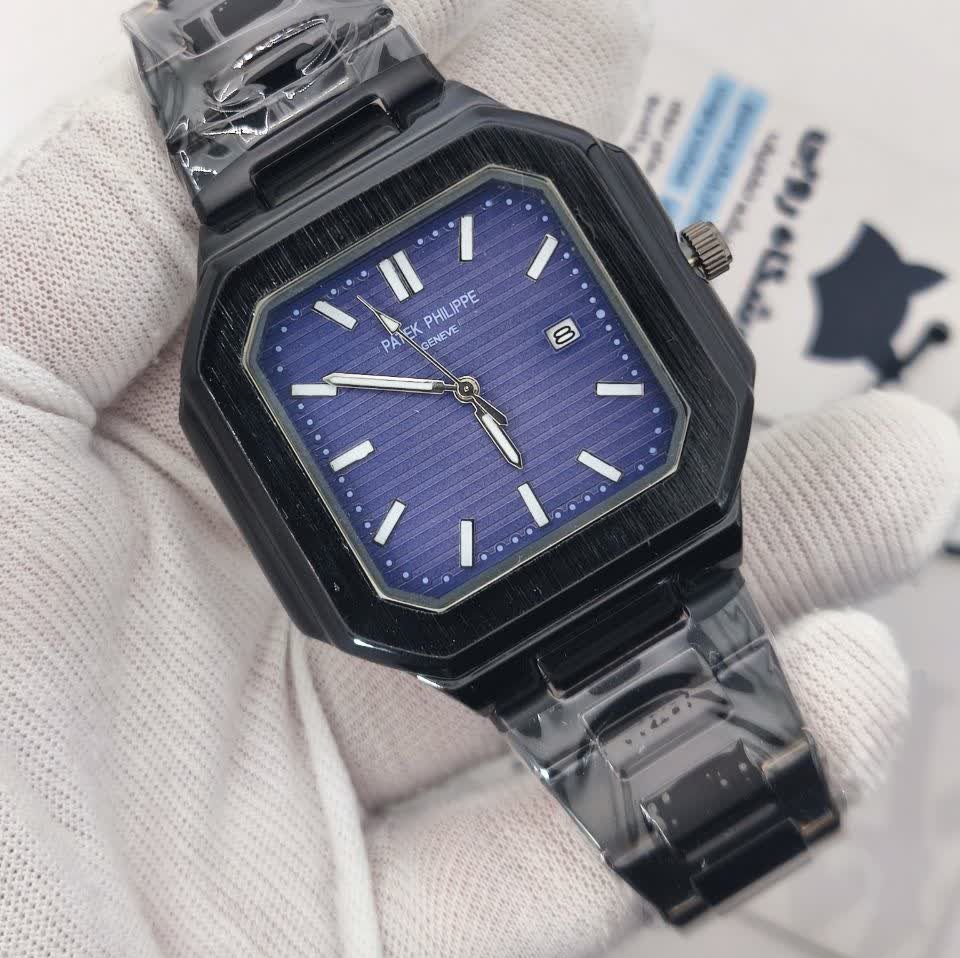 ساعت مچی عقربه ای مردانه پتک فیلیپ PATEKPHILIPPE مشکی سرمه ای + + فول پک