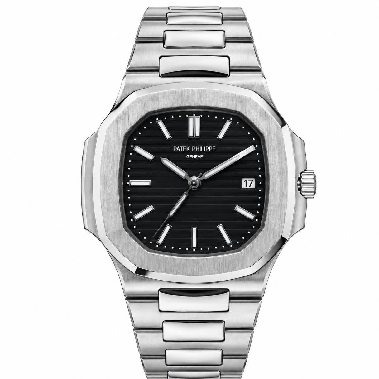 ساعت مچی عقربه ای مردانه پتک فیلیپ PATEKPHILIPPE نقره ای مشکی + + فول پک