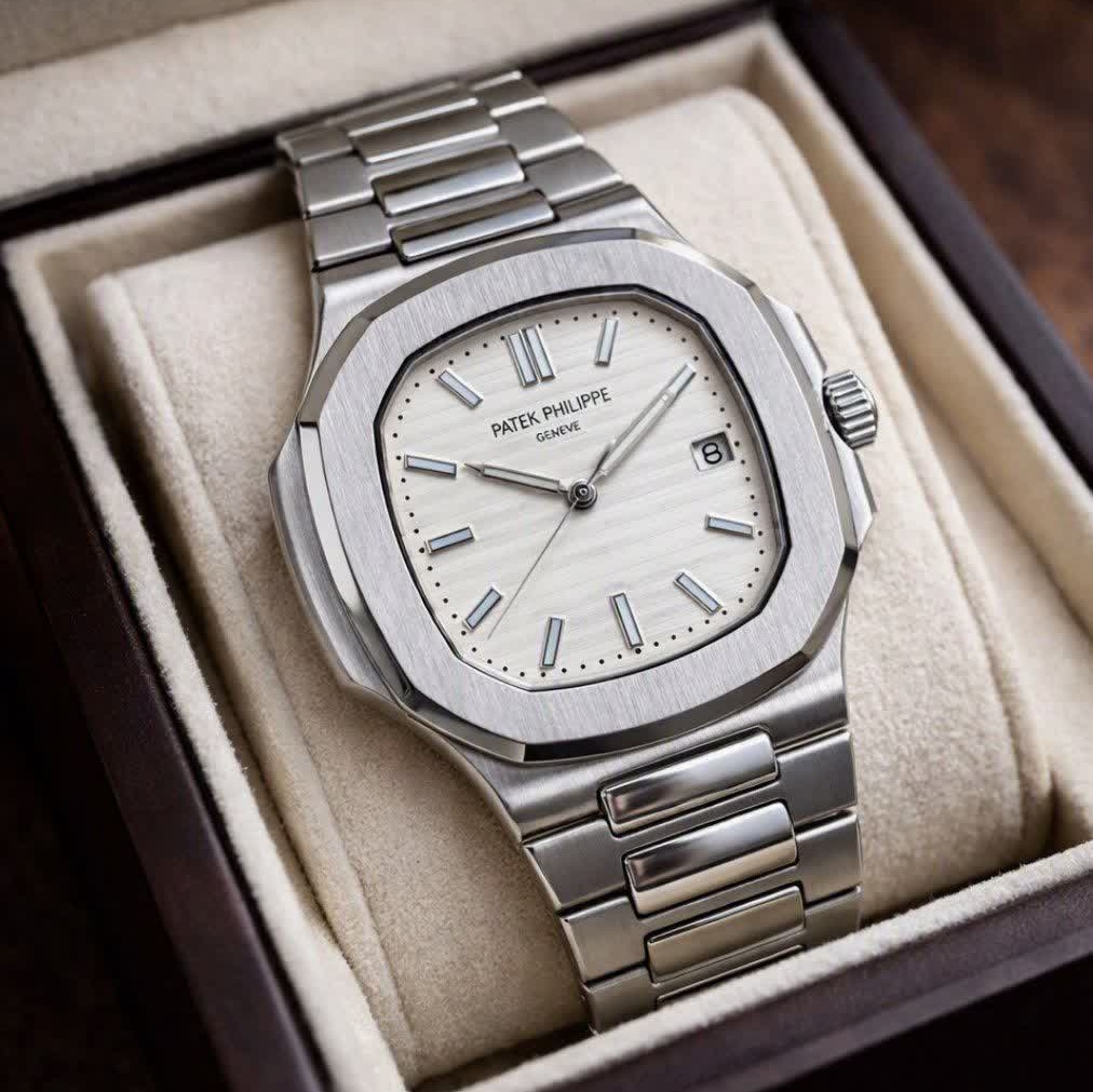 ساعت مچی عقربه ای مردانه پتک فیلیپ PATEKPHILIPPE نقره ای سفید + + فول پک