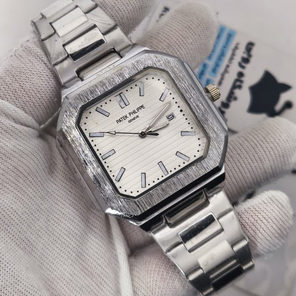 ساعت مچی عقربه ای مردانه پتک فیلیپ PATEKPHILIPPE نقره ای سفید + + فول پک