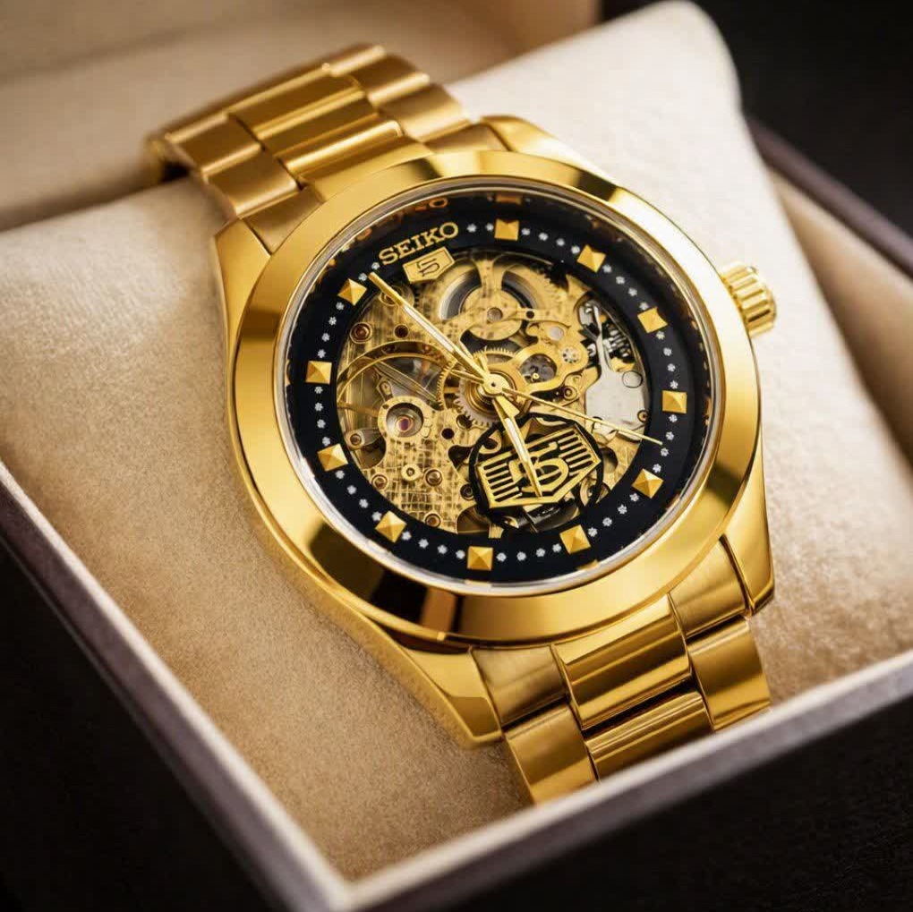 ساعت مچی اتوماتیک زنانه سیکو پنج SEIKO 5 طلایی مشکی