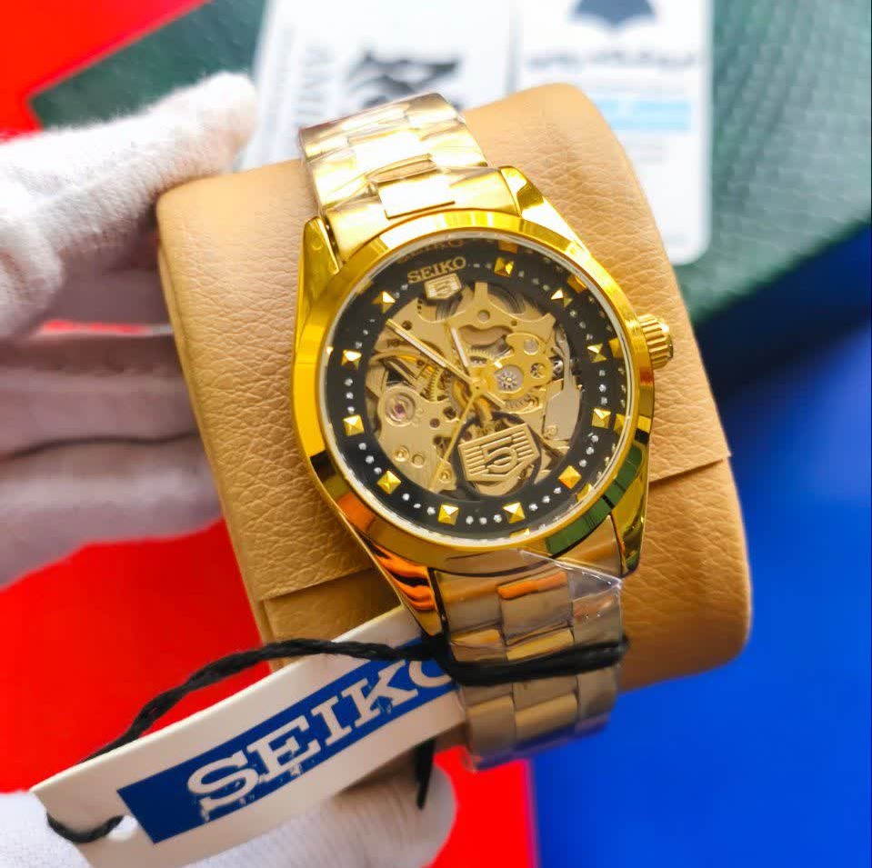 ساعت مچی اتوماتیک زنانه سیکو پنج SEIKO 5 طلایی مشکی