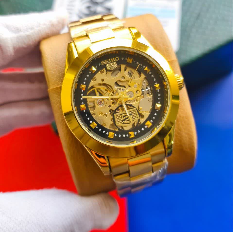 ساعت مچی اتوماتیک مردانه سیکو پنج SEIKO 5 طلایی مشکی