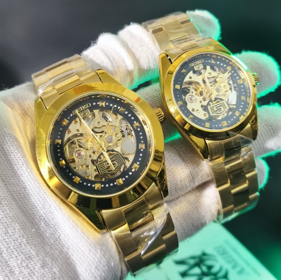 ساعت مچی اتوماتیک مردانه سیکو پنج SEIKO 5 طلایی مشکی