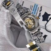 ست ساعت مچی اتوماتیک زنانه و مردانه سیکو پنج SEIKO 5 نقره ای رگه طلایی صفحه طلایی