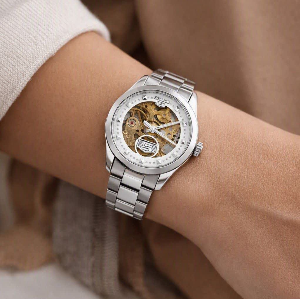 ست ساعت مچی اتوماتیک زنانه و مردانه سیکو پنج SEIKO 5 نقره ای